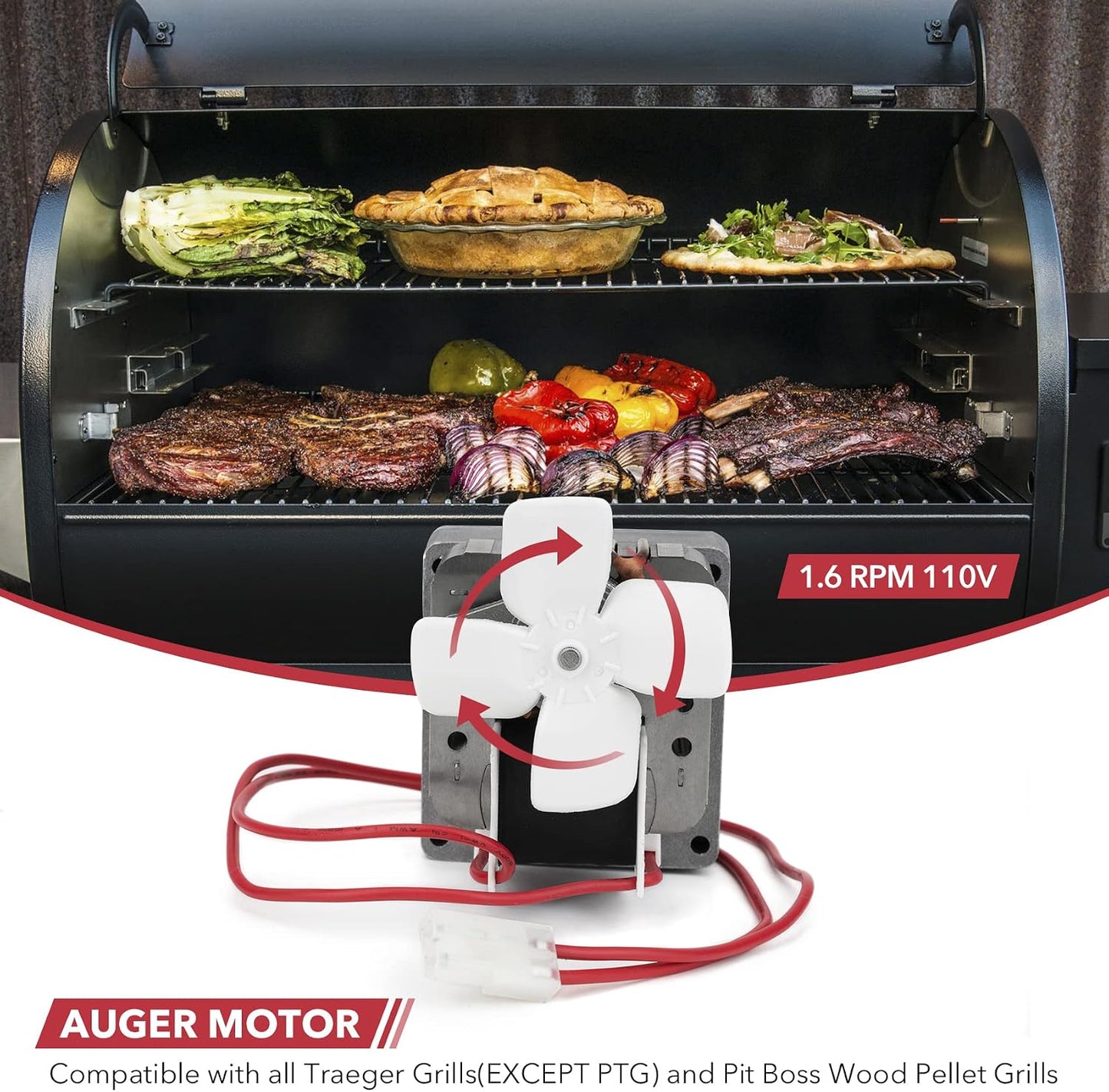 Repuesto motor barrena parrilla pellets Pit Boss Traeger Camp Chef
