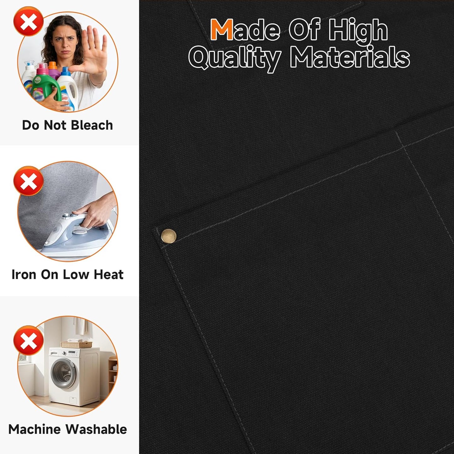 Delantal de chef para hombre de lona ajustable con bolsillos