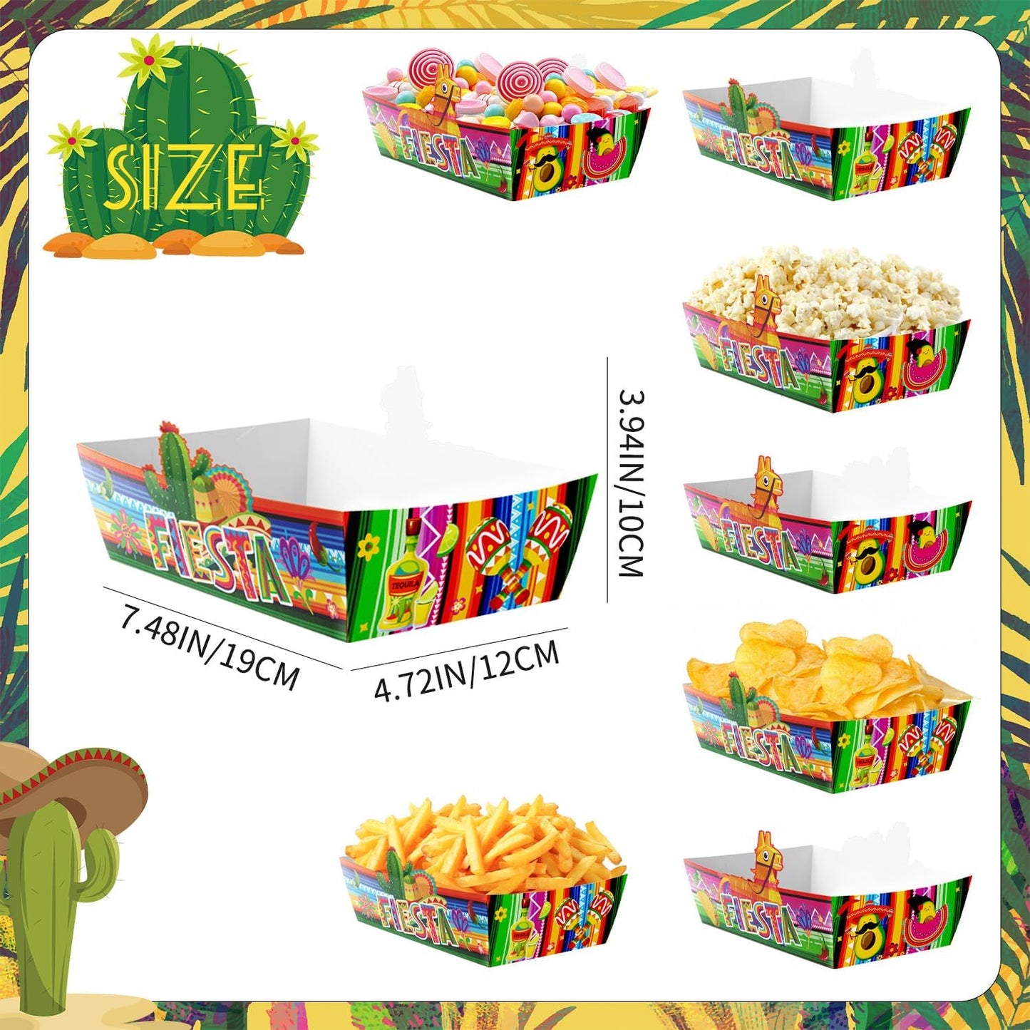 Bandejas mexicanas para palomitas de maíz Cinco de Mayo