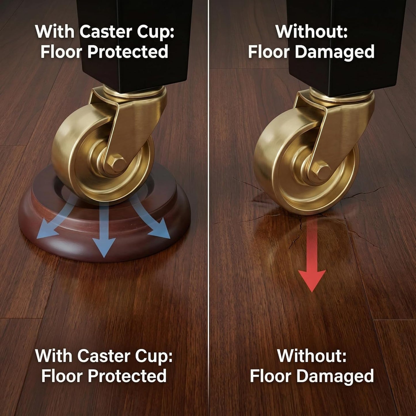 Protectores suelo piano madera dura copas giratorias