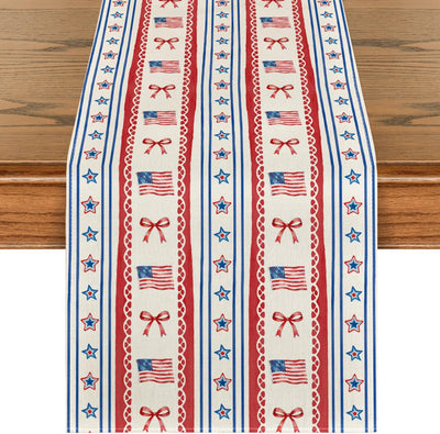 Camino mesa lazo rayas estrellas bandera USA 13x72pulg