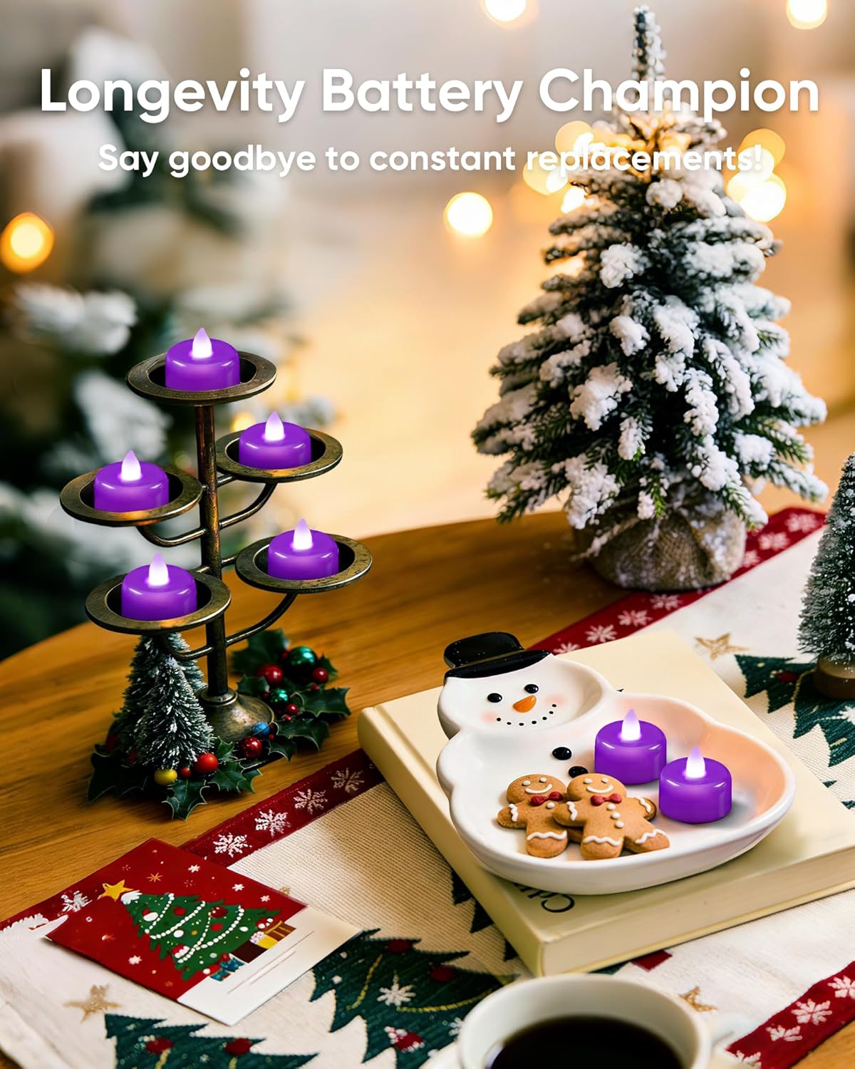 24 Velas LED Sin Llama Morado Para Fiesta Hogar