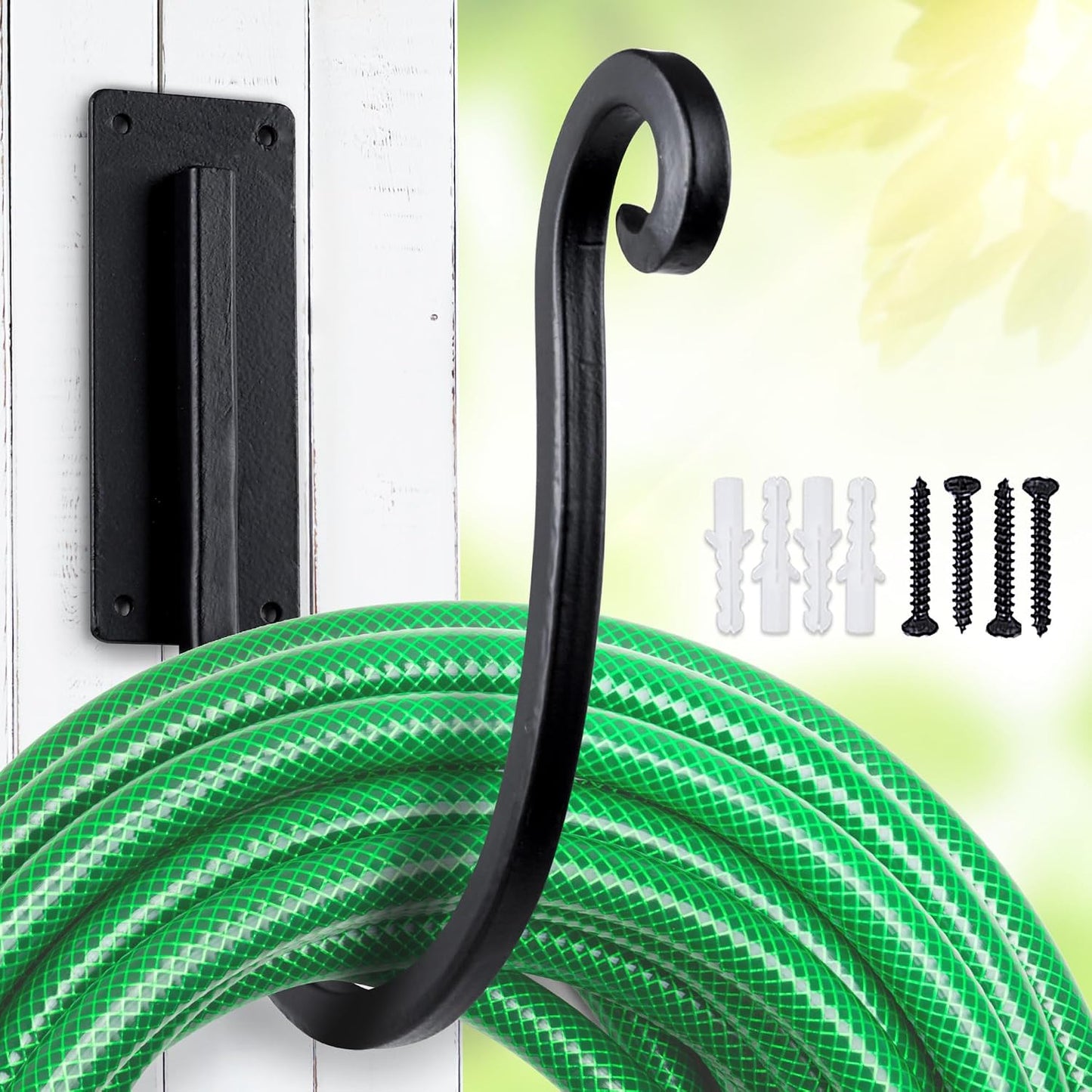 Soporte manguera pared metal 8pulg resistente forjado a mano