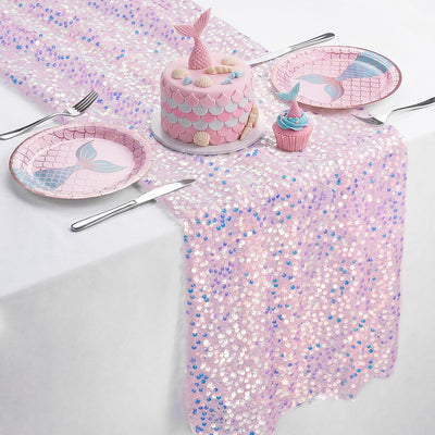 Table runner de encaje rosa para mesa de boda y fiestas