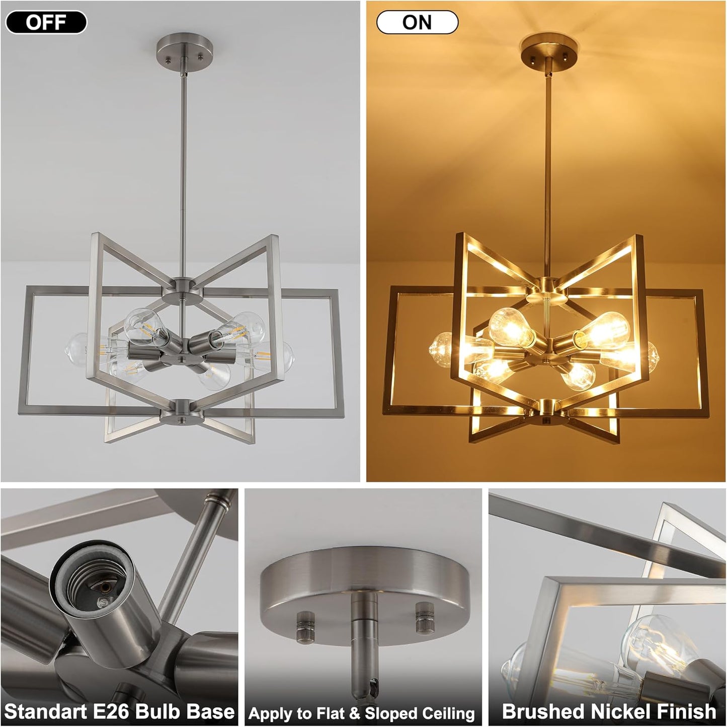 Candelabro níquel 23.6pulg 6 luces cocina comedor