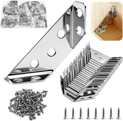 24 Pzas Soportes Esquina Acero Inox para Muebles
