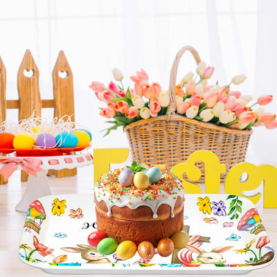 Bandejas de Pascua 13 x 10 pulgadas con diseños de conejo, huevo y flores