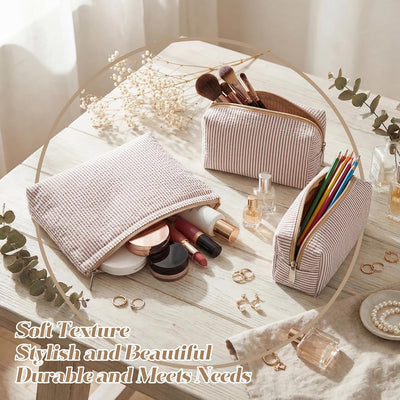 Bolsa maquillaje acolchada 3 pzas para mujer cuadros