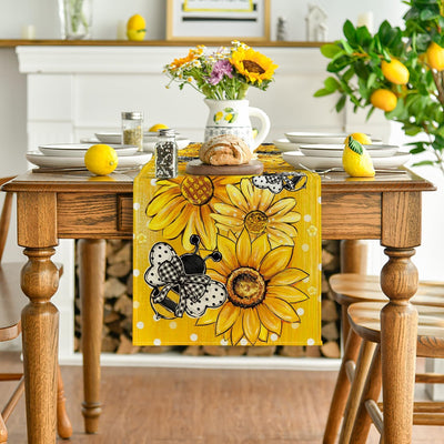 Camino mesa verano girasoles amarillos abeja 13x72