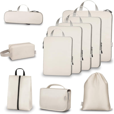 10 Pzas Bolsas Almacenamiento Rectangulares Poliéster Crema