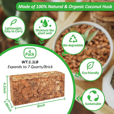 Pack 4 Sustrato Coco 4.4lb Orgánico Baja EC pH Equilibrado