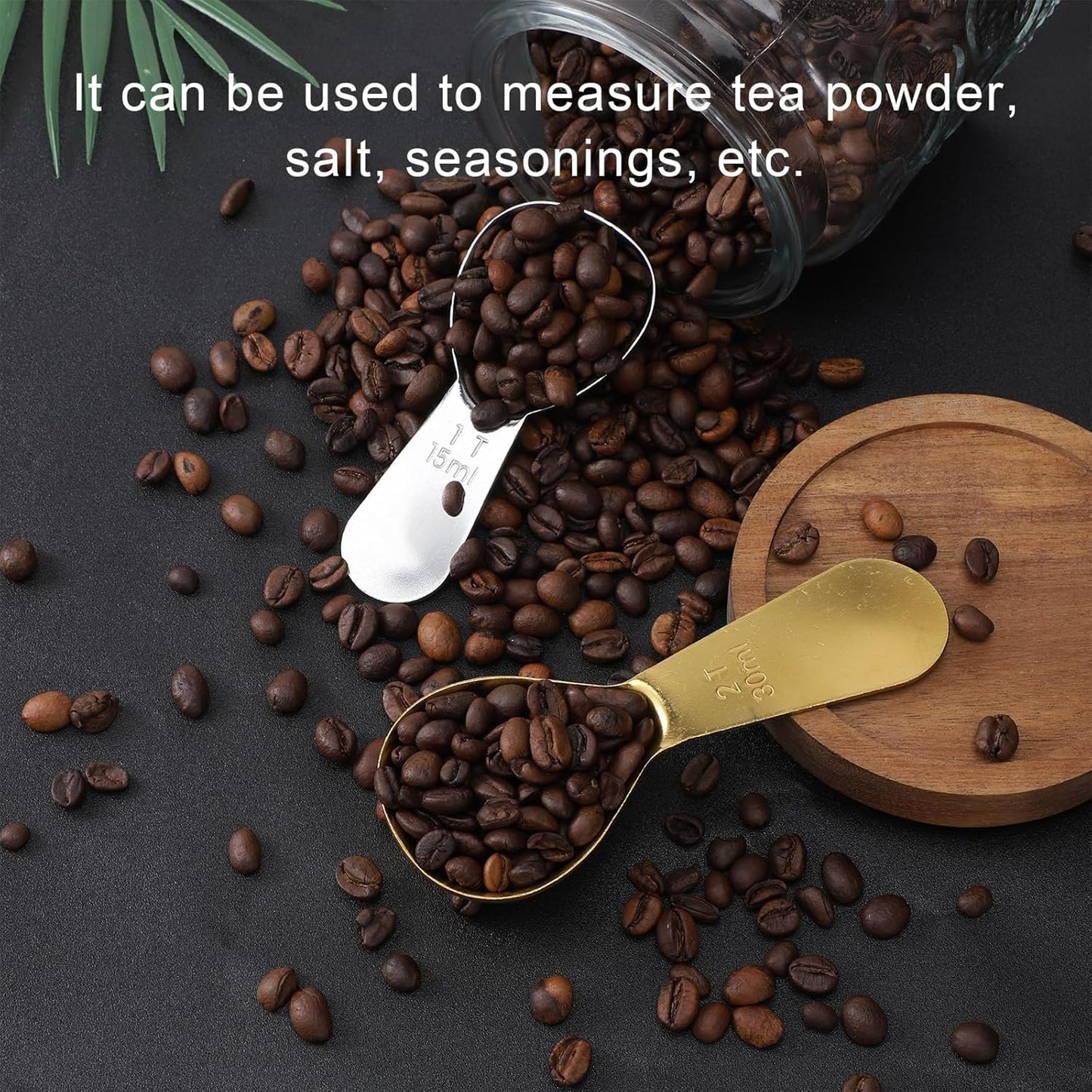 Cuchara medidora de café de acero inoxidable con 1 y 2 cucharadas