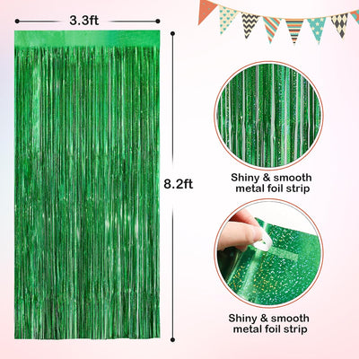 Cortinas flecos oropel verde paquete 2 telón fiesta Halloween