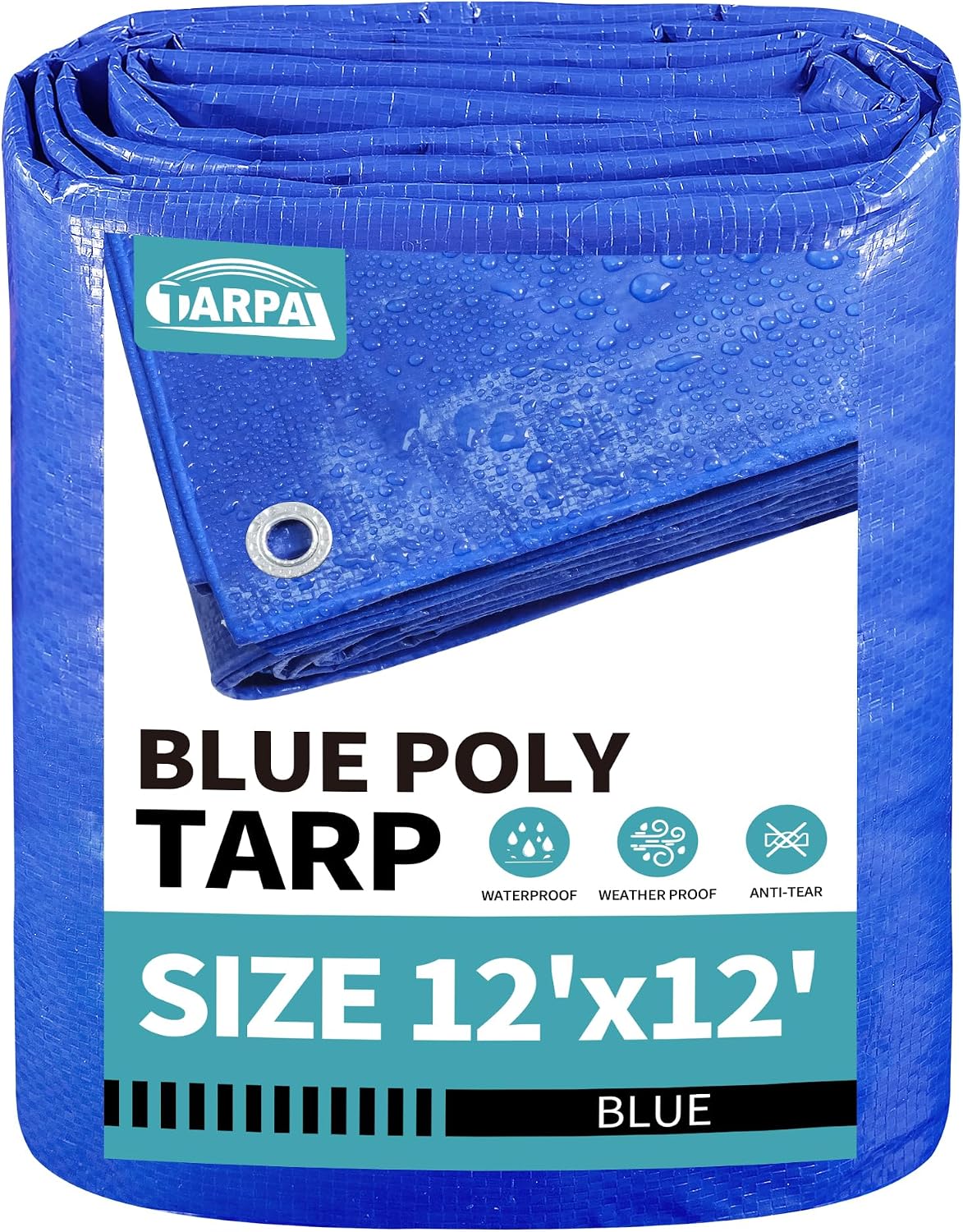 Lona azul 12x12ft impermeable resiste desgarros con ojal