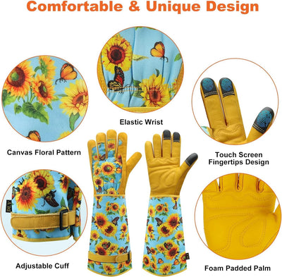 Guantes jardinería mujer cuero vacuno resistentes