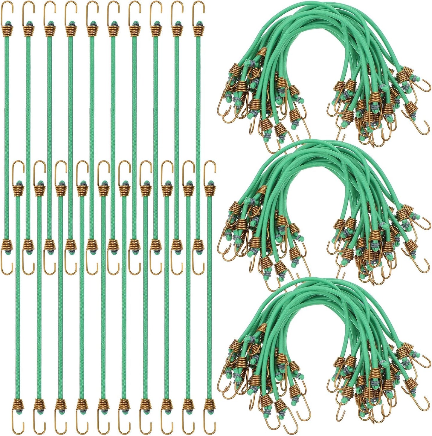 100 Correas elásticas 10pulg con ganchos verde