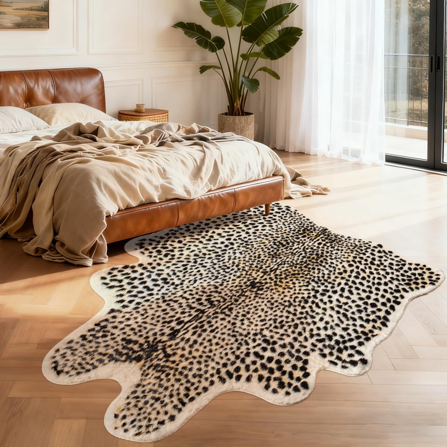 Alfombra estampado guepardo 4.7x5.9ft dormitorio