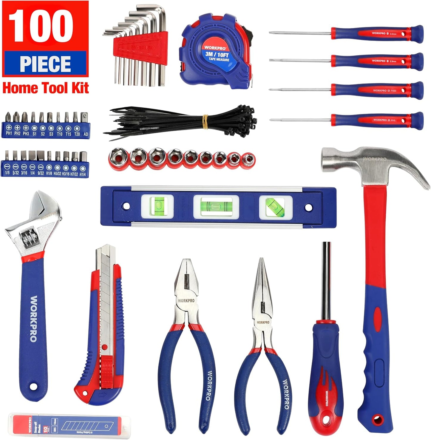 Kit 100 Pzas Herramientas Hogar con Bolsa Transporte