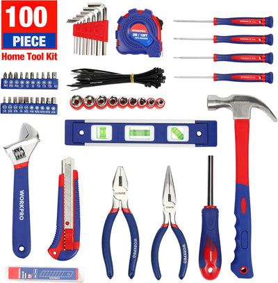 Kit 100 Pzas Herramientas Hogar con Bolsa Transporte