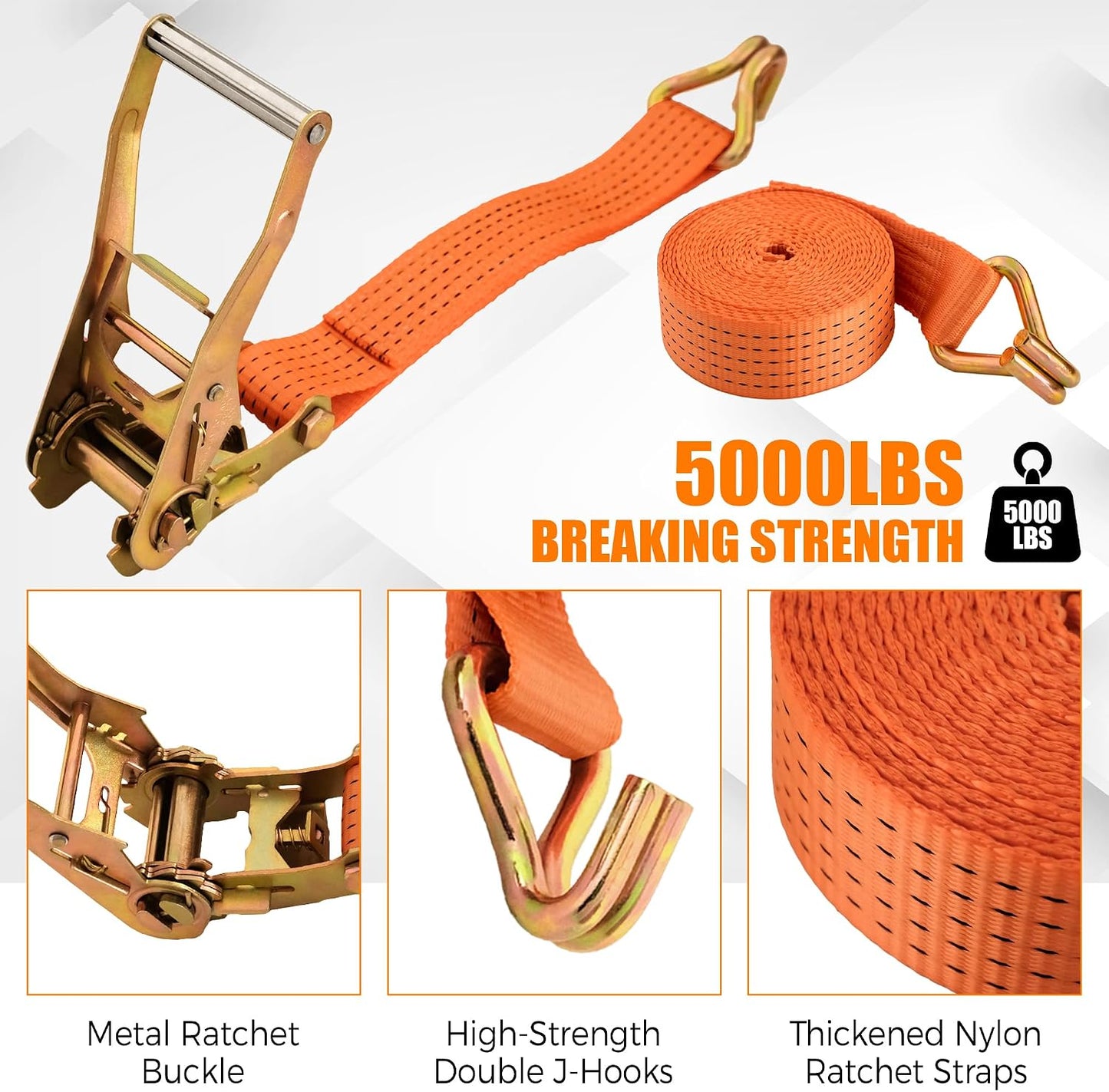 Correa trinquete 2pulg x20ft resistente 5000lb para furgonetas