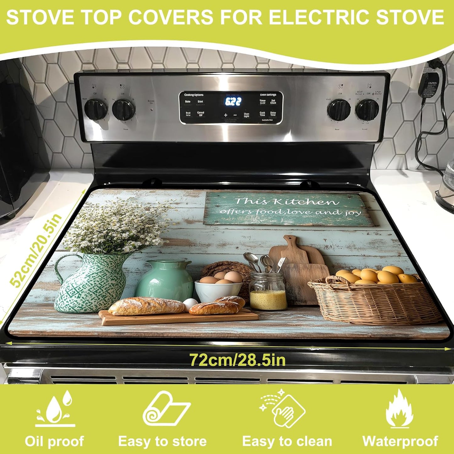Cubierta vidrio estufa 28x20pulg protector calor cocina