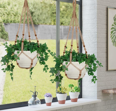 2 Colgadores Macramé 43pulg para Maceta 12pulg Gancho Decorativo