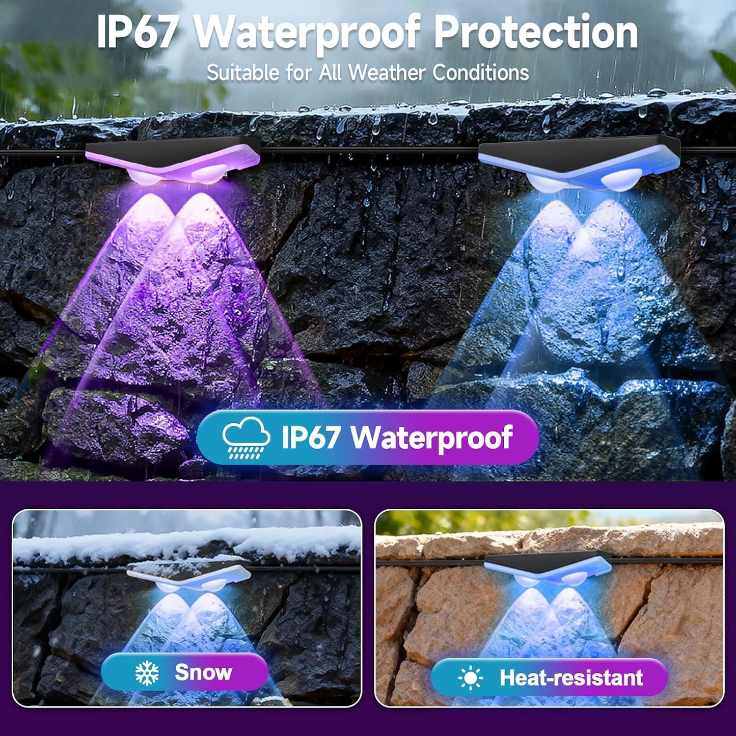 8 Luces Valla Exteriores RGB App Control Remoto IP67