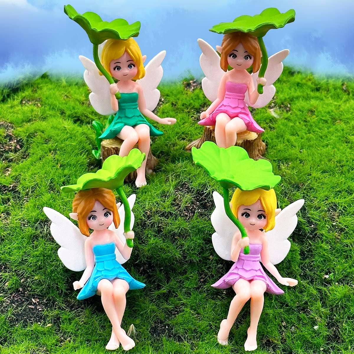 Figuritas hadas resina 4 pzas para jardín miniatura