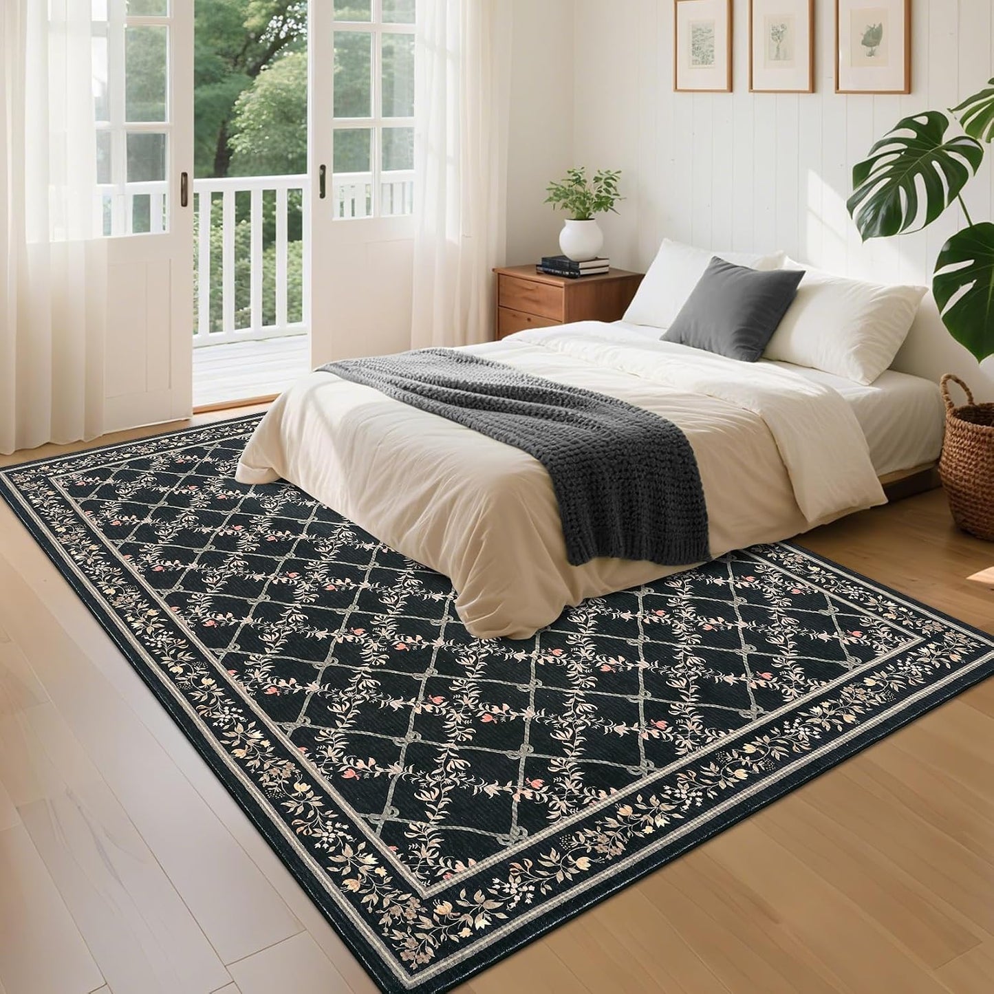 Tapete 10x13 pulg flores modernas lavable para sala dormitorio