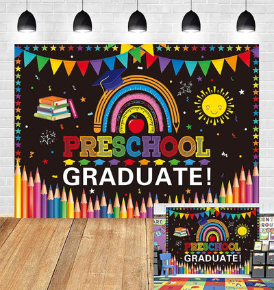 Fondo graduación preescolar 7x5ft negro lápices colores