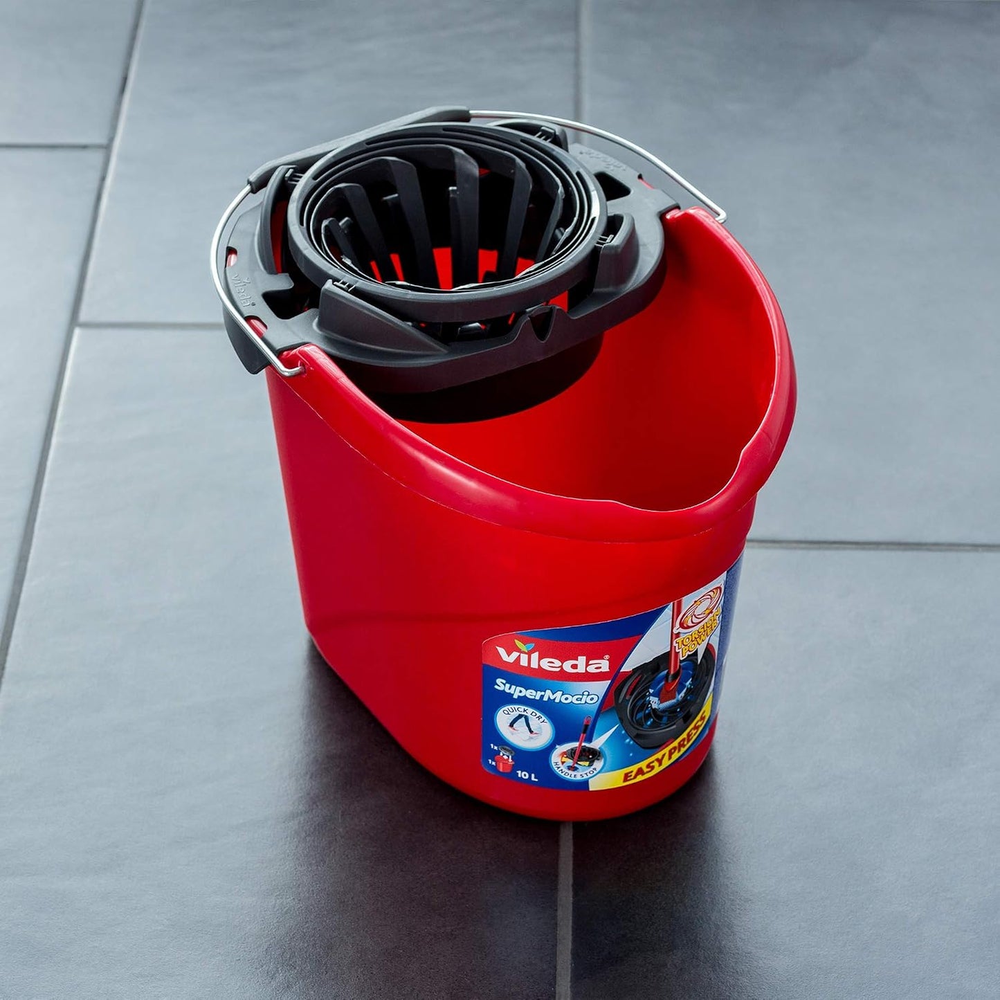 Juego trapeador microfibra algodón rojo/negro 11x15pulg