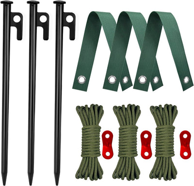 Kit estacas árbol 3 correas 3 estacas acero 12pulg cuerda 39ft