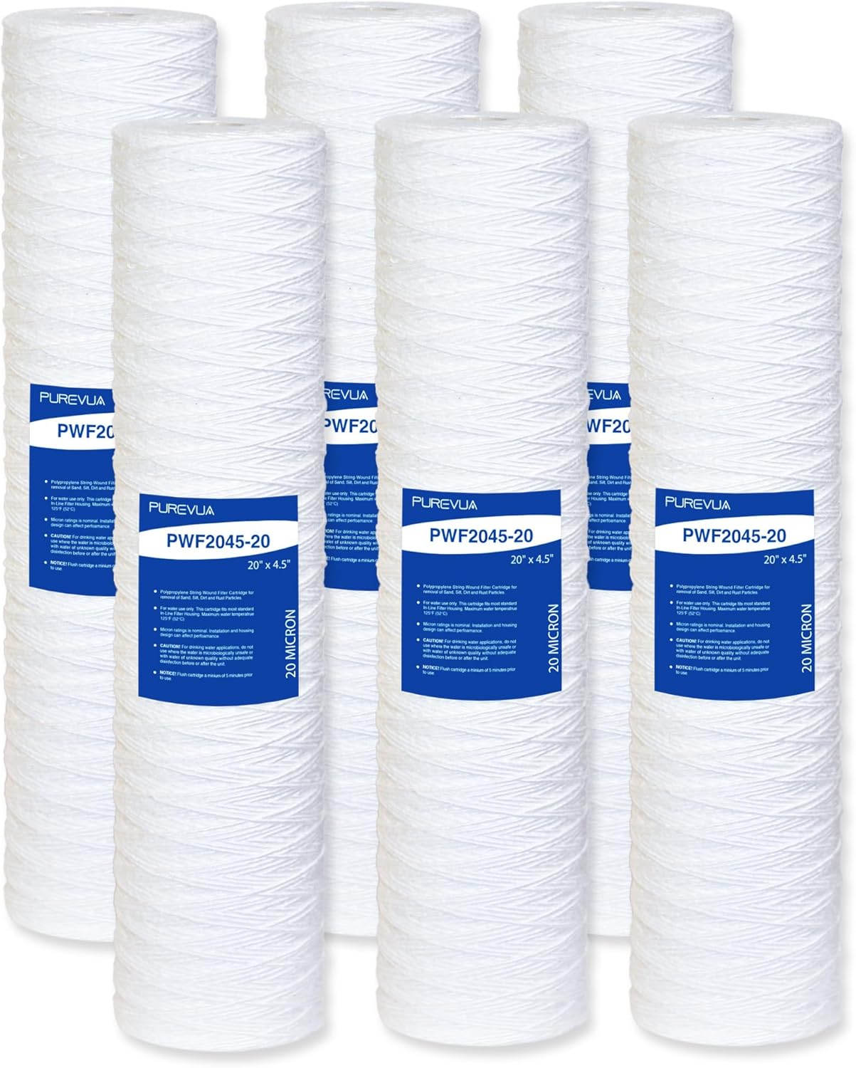 Filtro sedimento cuerda 20micrones 20x4.5pulg para agua de pozo