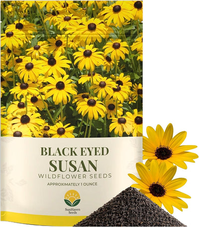 Semillas Black Eyed Susan 1oz sin OMG flores amarillas