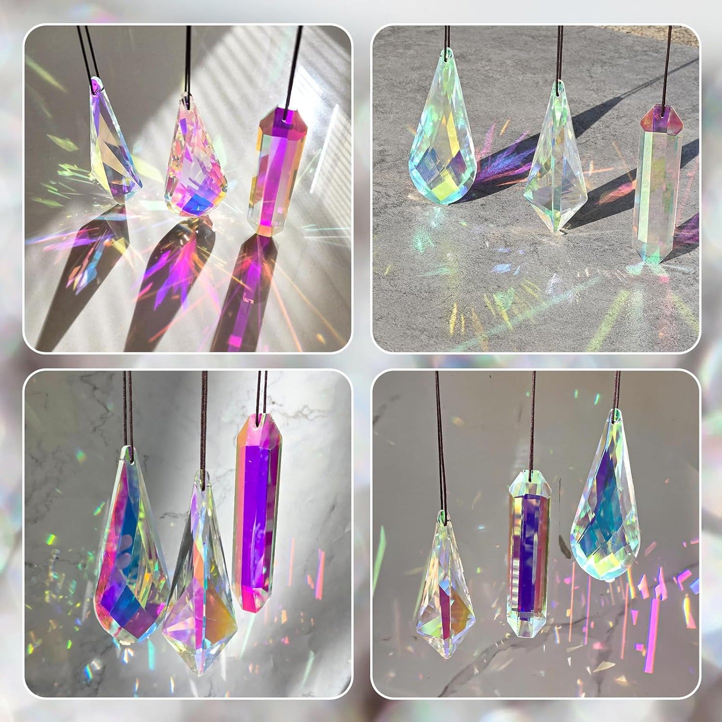 3 Prismas Cristal 5pulg Colgantes AB Atrapasol Luz Arcoíris