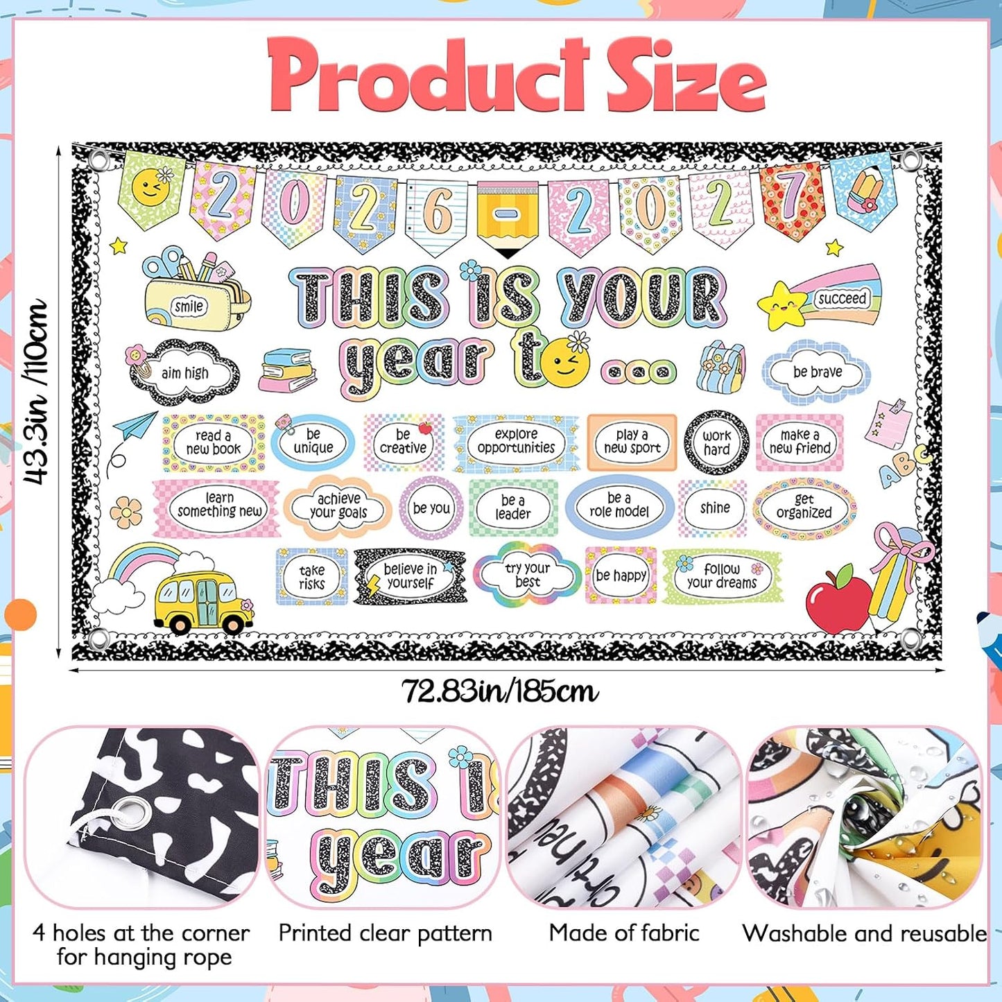 Banner motivacional 72.8x43.3pulg para aula