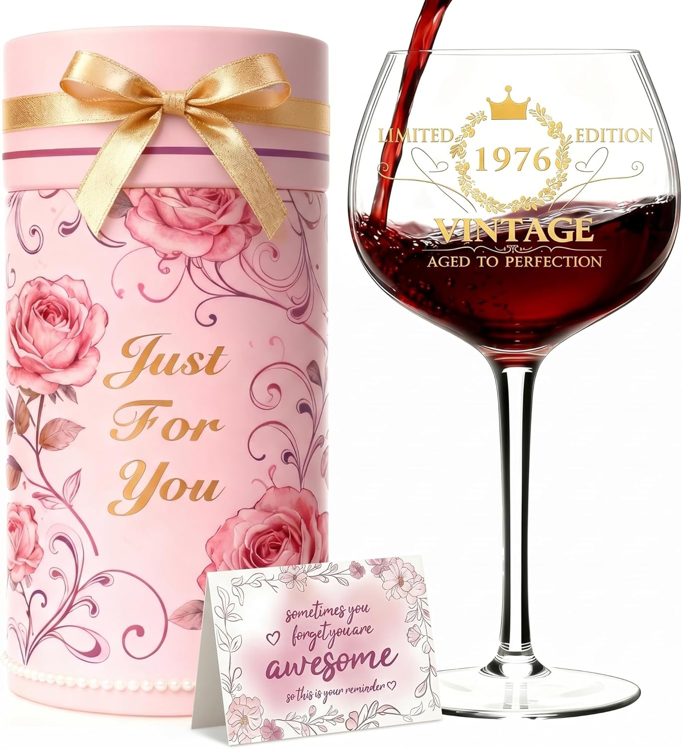 Copa vino grabada vintage 1976 regalo 50 años mujer