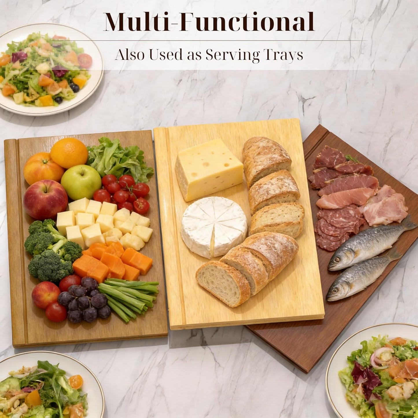 Set Tabla Cortar Madera con Soporte para Cocina