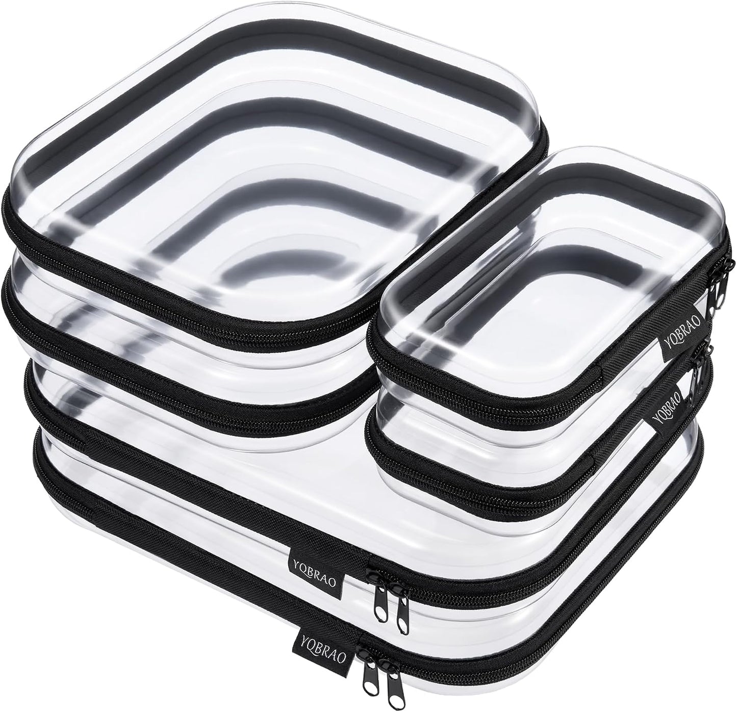 Estuche rígido transparente con cremallera 6 pzas Negro