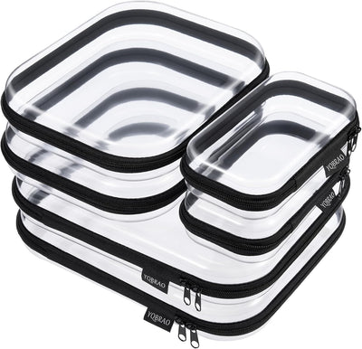 Estuche rígido transparente con cremallera 6 pzas Negro