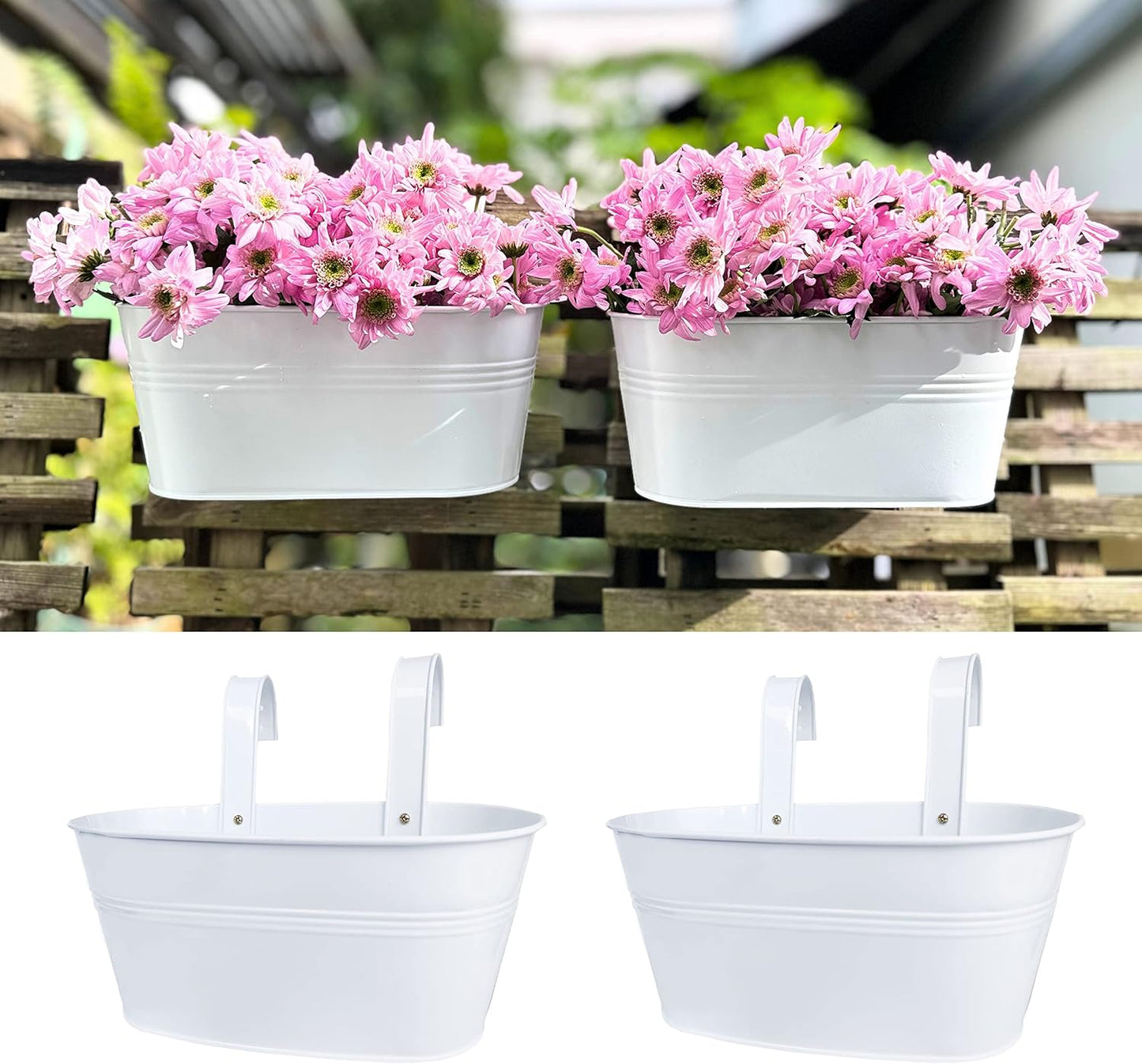 Maceta riel hierro exterior 11.8pulg para terraza estilo moderno