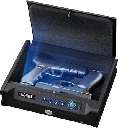Caja fuerte biométrica con huella, PIN y llave LCD