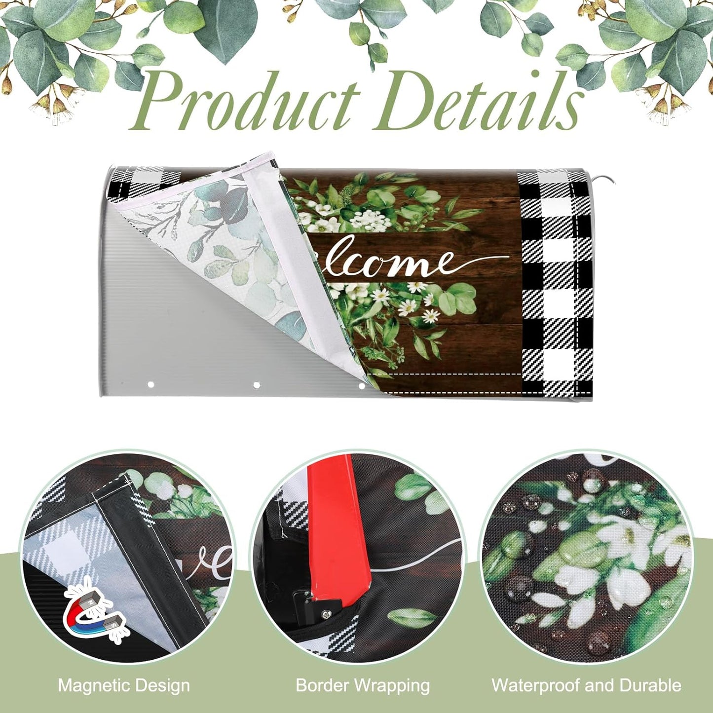 Fundas magnéticas bienvenida para buzón 21x18pulg cuadros