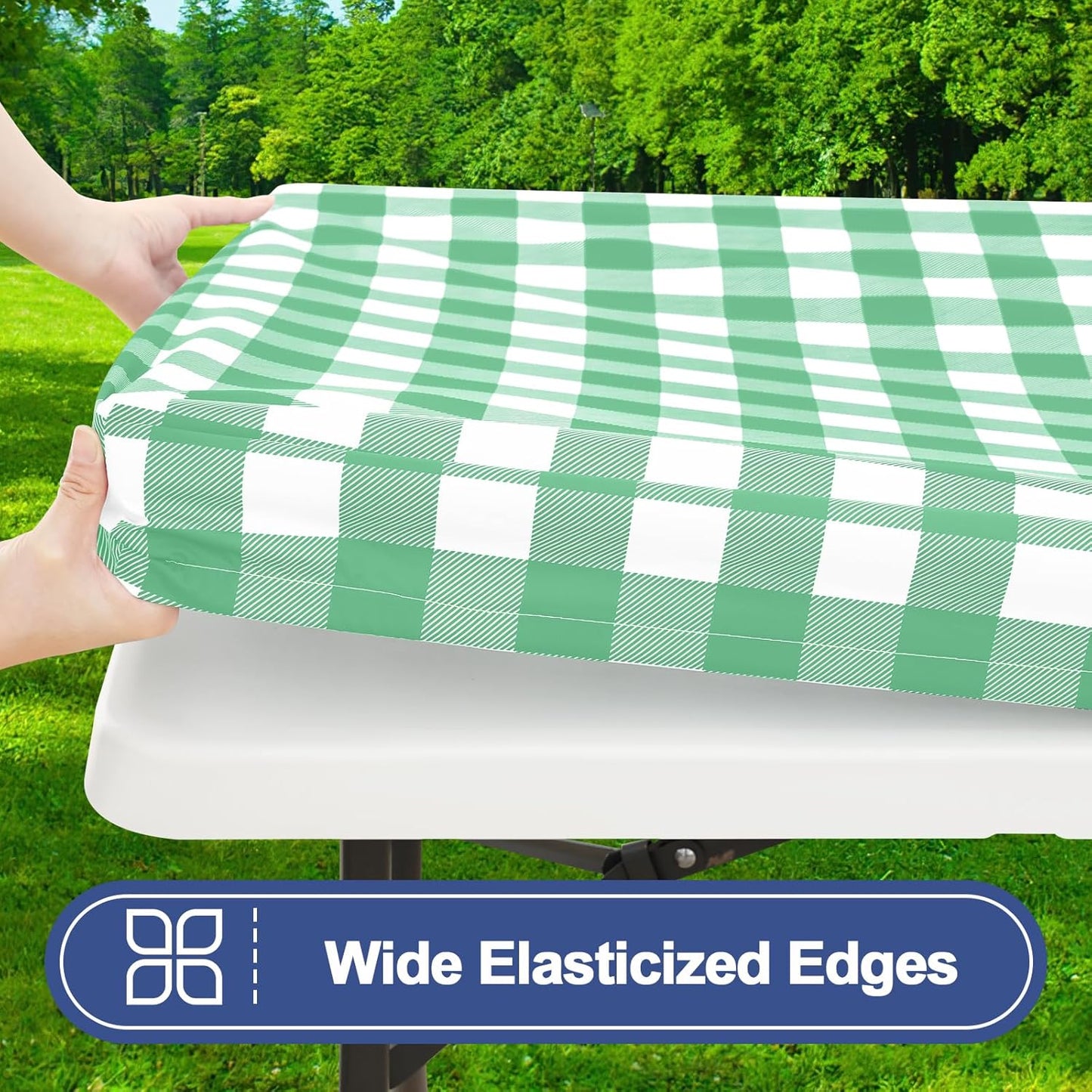 Mantel de picnic elástico impermeable para mesa rectangular
