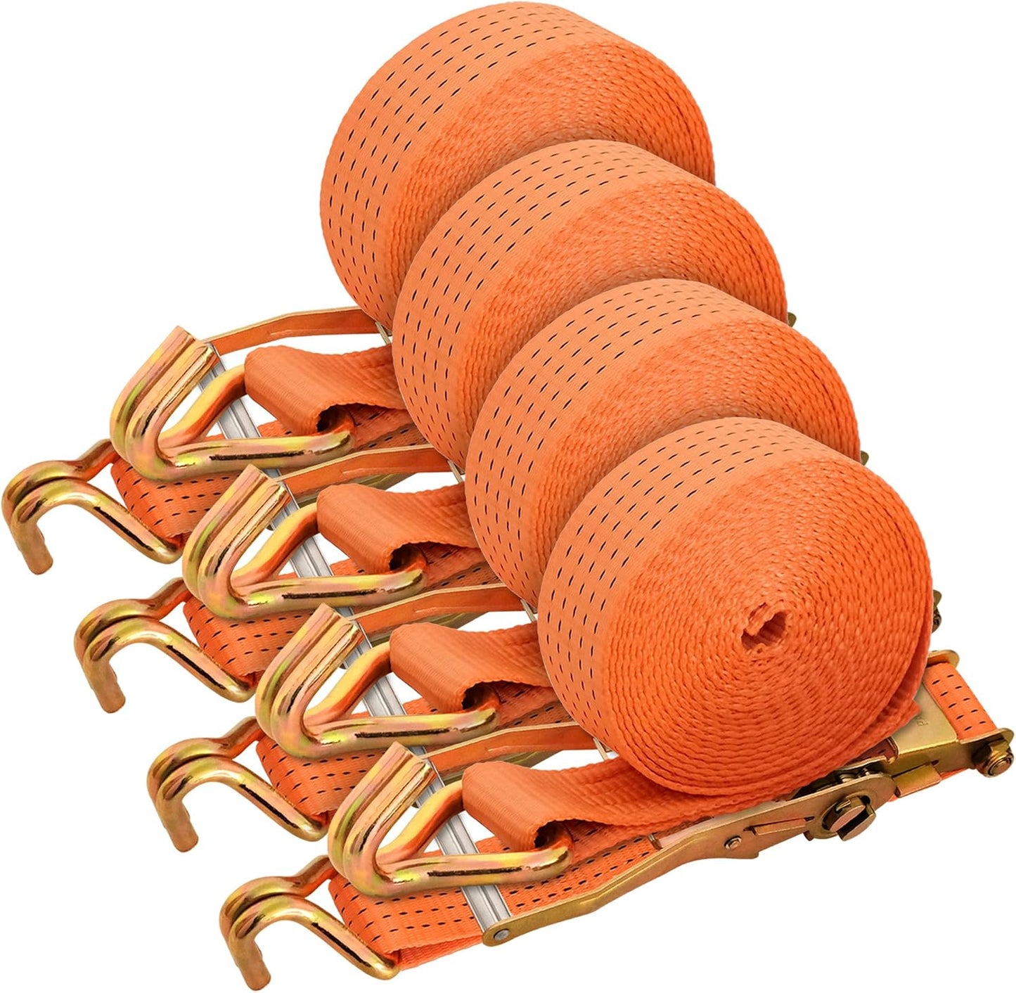 4 Correas Trinquete 2pulg x20ft Doble Gancho J 11000lb
