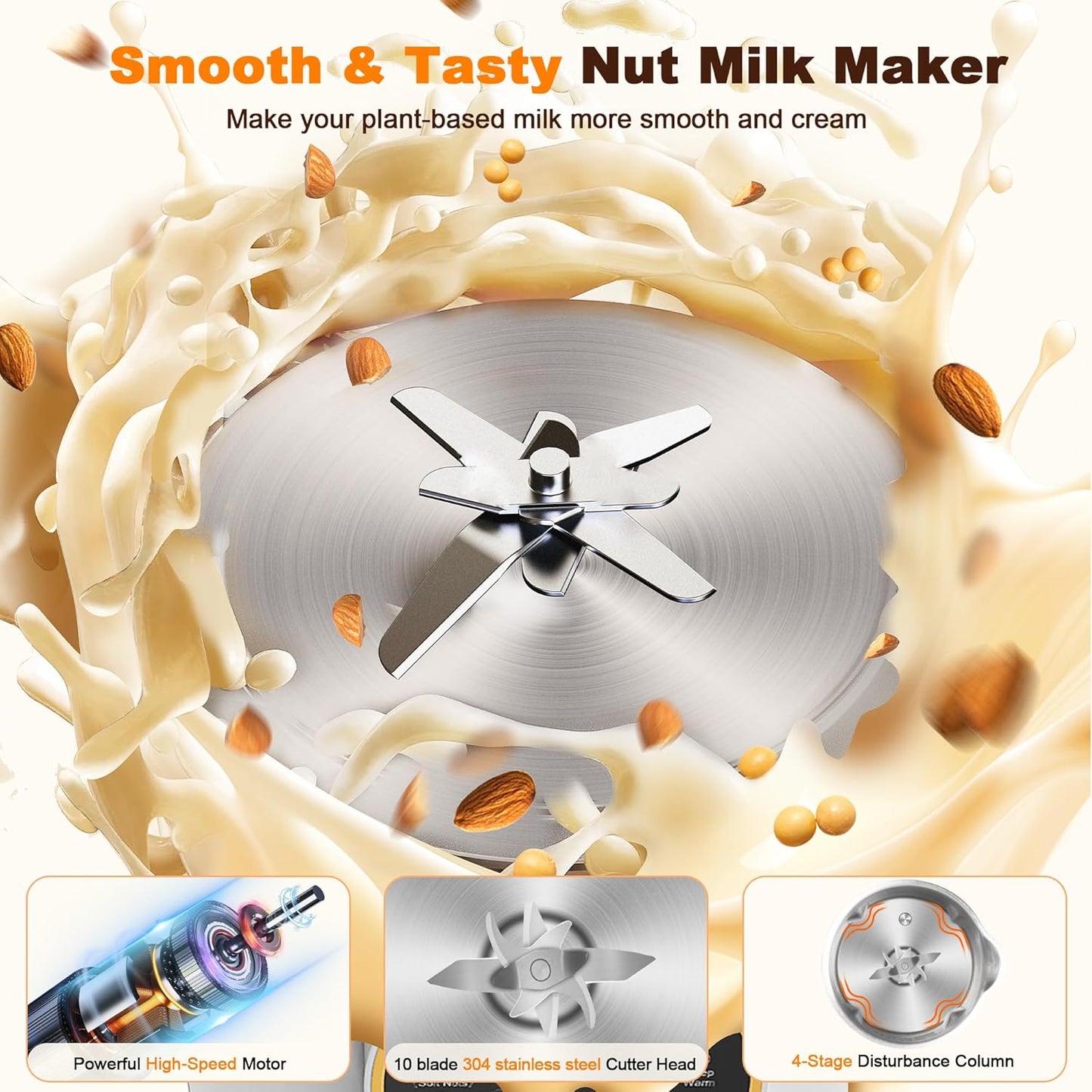Máquina automática de leche de nuez 10 en 1 con recipiente acero inoxidable