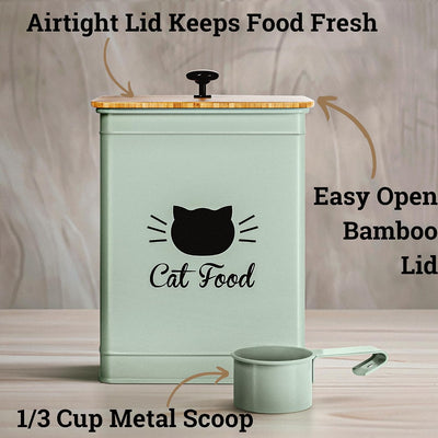Contenedor alimento gato 5-7lb con cuchara y tapa bambú