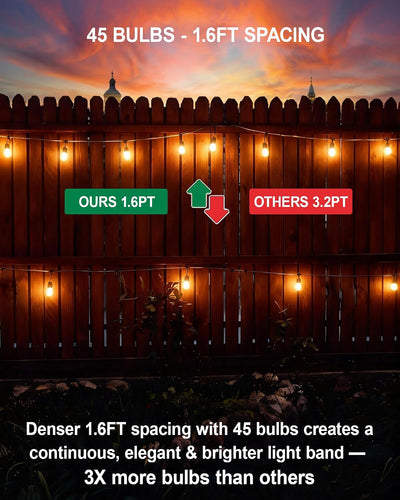 Guirnalda luces exteriores 75ft 47 bombillas Edison impermeable