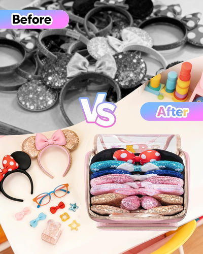 Estuche viaje con divisor bolsa organizadora cremallera rosa-oro