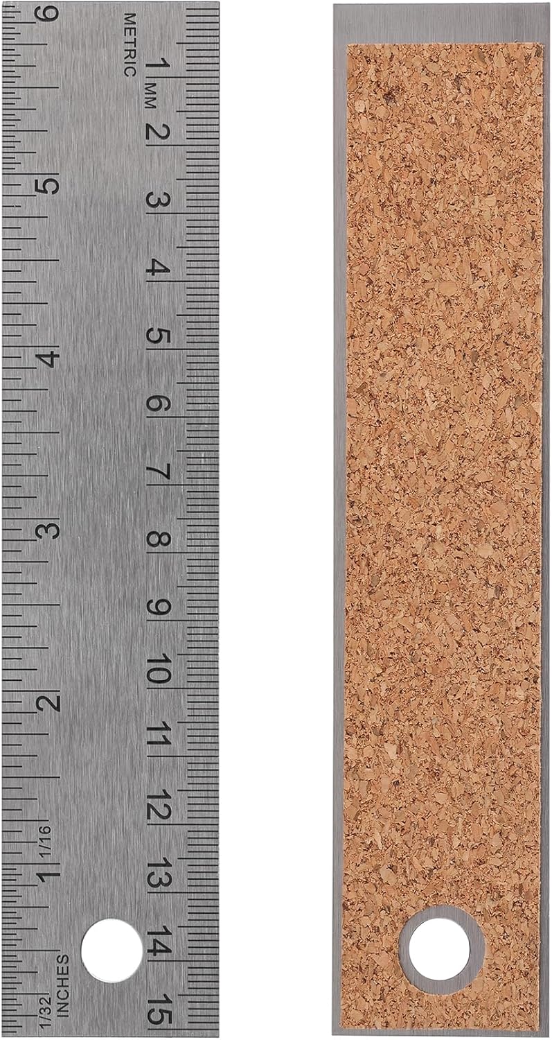 Reglas de metal 6 y 12 pulg con respaldo corcho
